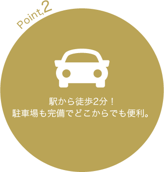 駐車場も完備でどこからでも便利。